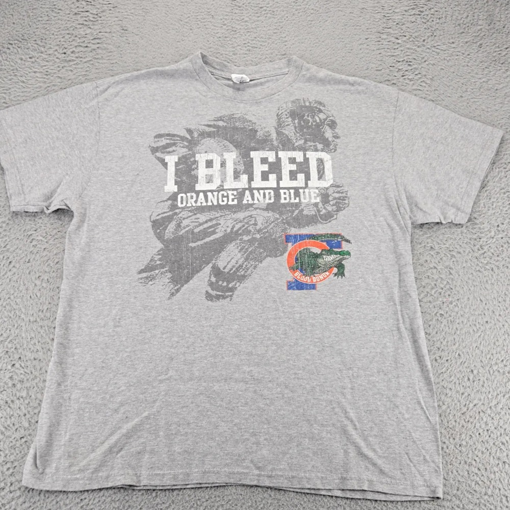 Florida Gators Shirt Mens XL Gray I Bleed Orange and Blue NCAA Football